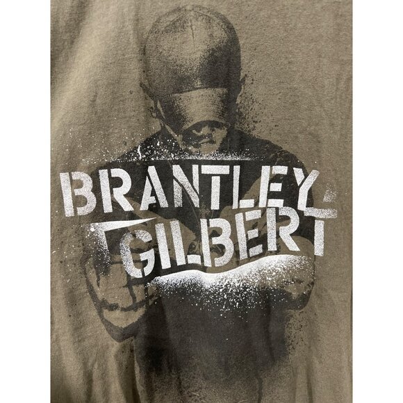 Gildan Brantley Gilbert 2013 Tour T Shirt Mens XL Short Sleeve Graphic Tee Olive - Picture 3 of 7